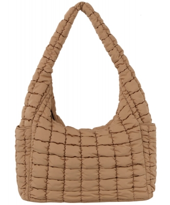 Puffy Quilted Nylon Shoulder bag JYE0506 TAN